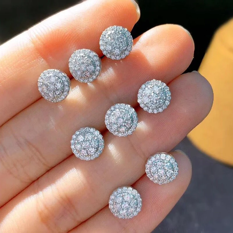

Huitan Luxury Inlaid Cubic Zirconia Stud Earrings for Women Simple Stylish Style Party Daily Wear Fashion Versatile Jewelry 2021