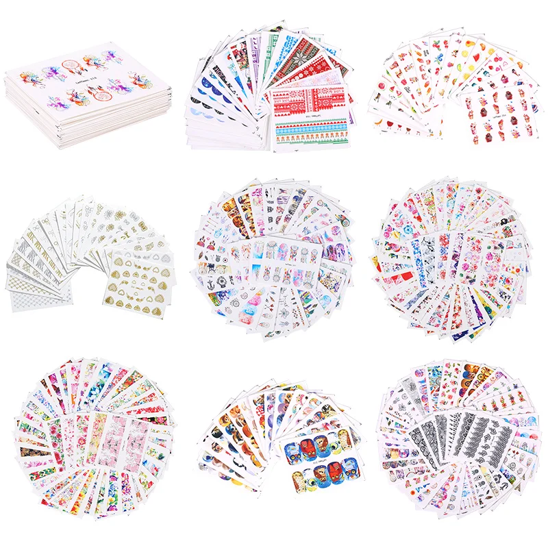 1 Набор красочных наклеек для дизайна ногтей цветок животные водные переводные