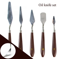 5pcs stainless steel knife spatula kit palette for oil painting fine arts drawing tool set with wooden handle flexible blades