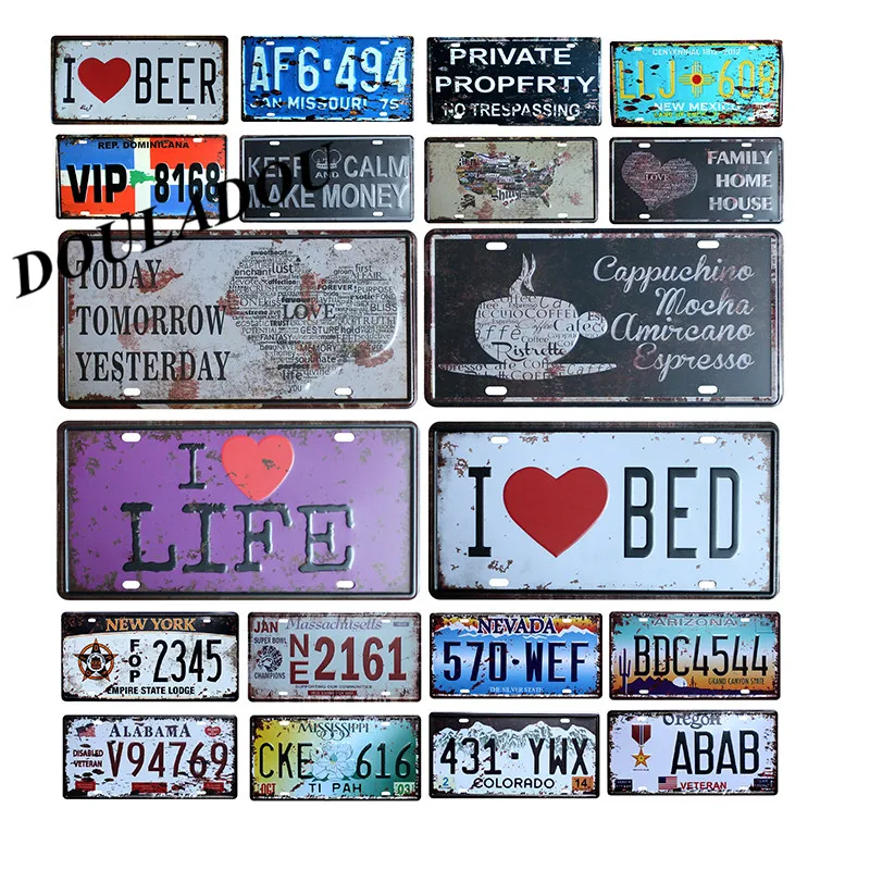 

[Douladou] Garage Car Number CKE 616 Home Bar Pub Craft Souveni LOVE Sign American dream License Plate Plaque Decoration 30x15