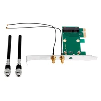 wireless wifi network card mini pci e to pci e 1x desktop adapter 2 antennas