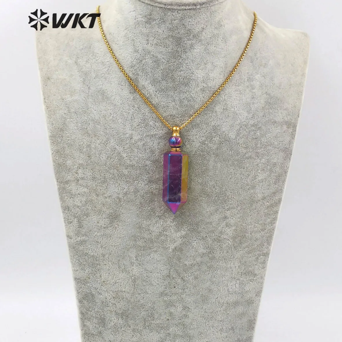 WT-N1260 новый стиль ожерелье флакона духов для женщин винтажное трапециевидной