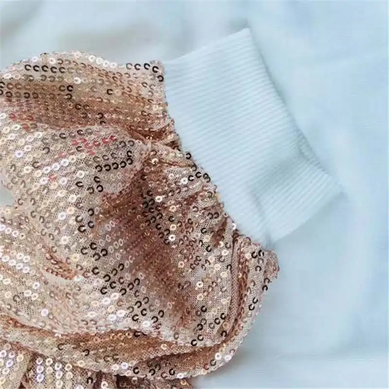 Платье с рукавами-фонариками и блестками Прямая поставка | Женская одежда