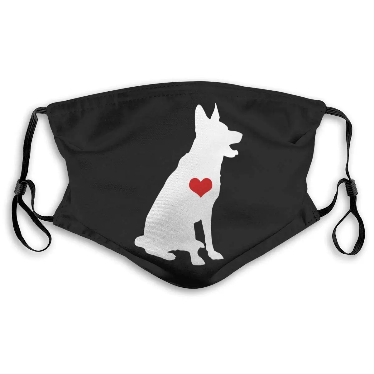 Маска для защиты рта I Love German Shepherds с фильтрами PM2.5 5 слоев мужчин и женщин черный