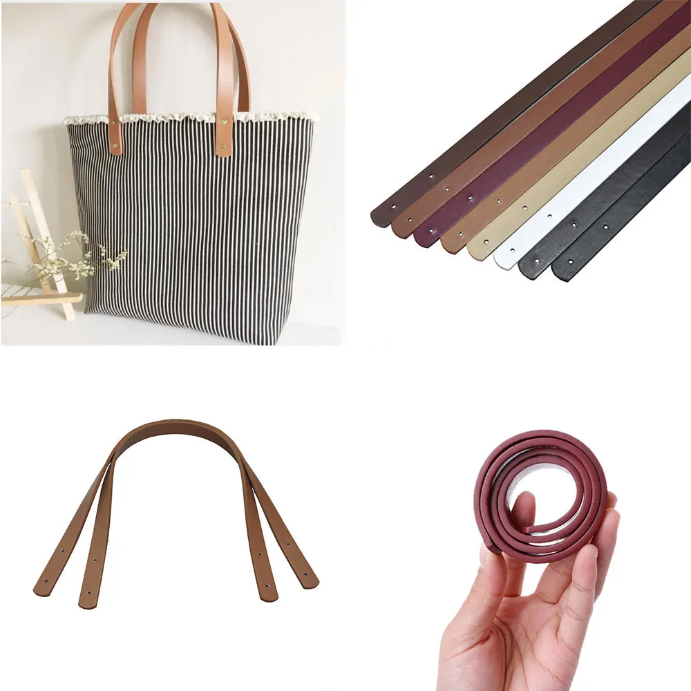2pcs/Pair 60cm PU Leather Bag Strap Handle Shoulder Bag Belt Band for Women Handbag Handmade DIY Accessories With Rivets KZ0007