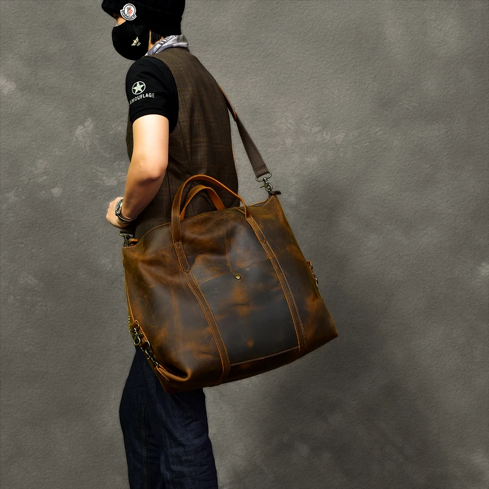 Вместительные мужские сумки из натуральной кожи чемодан для путешествий ручная