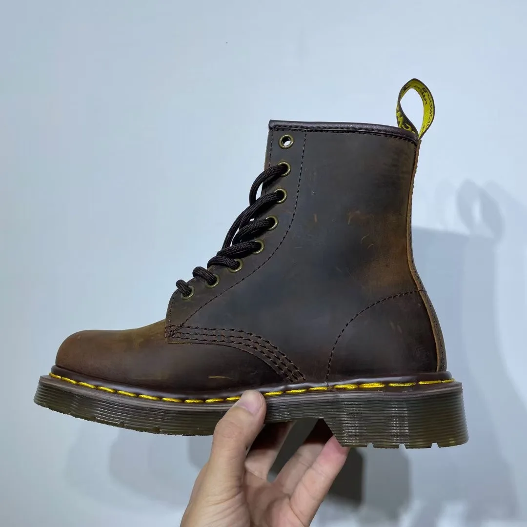 

New 1460 Martens Chunky Boots for Women Ladies Genuine Leather Ankle Boots Female Motorcycle Women Boots Big Size 35-46