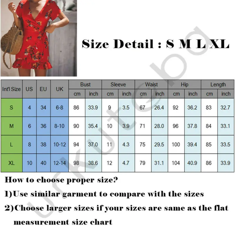 Платье женское летнее с запахом пикантное коротким рукавом и цветочным принтом