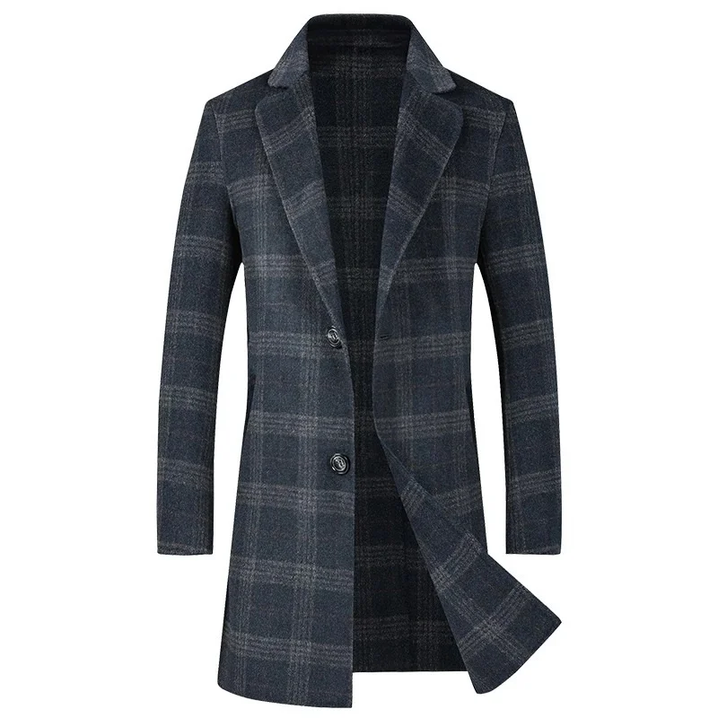 

Новое мужское пальто в клетку из 60% шерсти, мужские зимние шерстяные Длинные куртки, Размеры M,L,XL,XXL,XXXL LB03