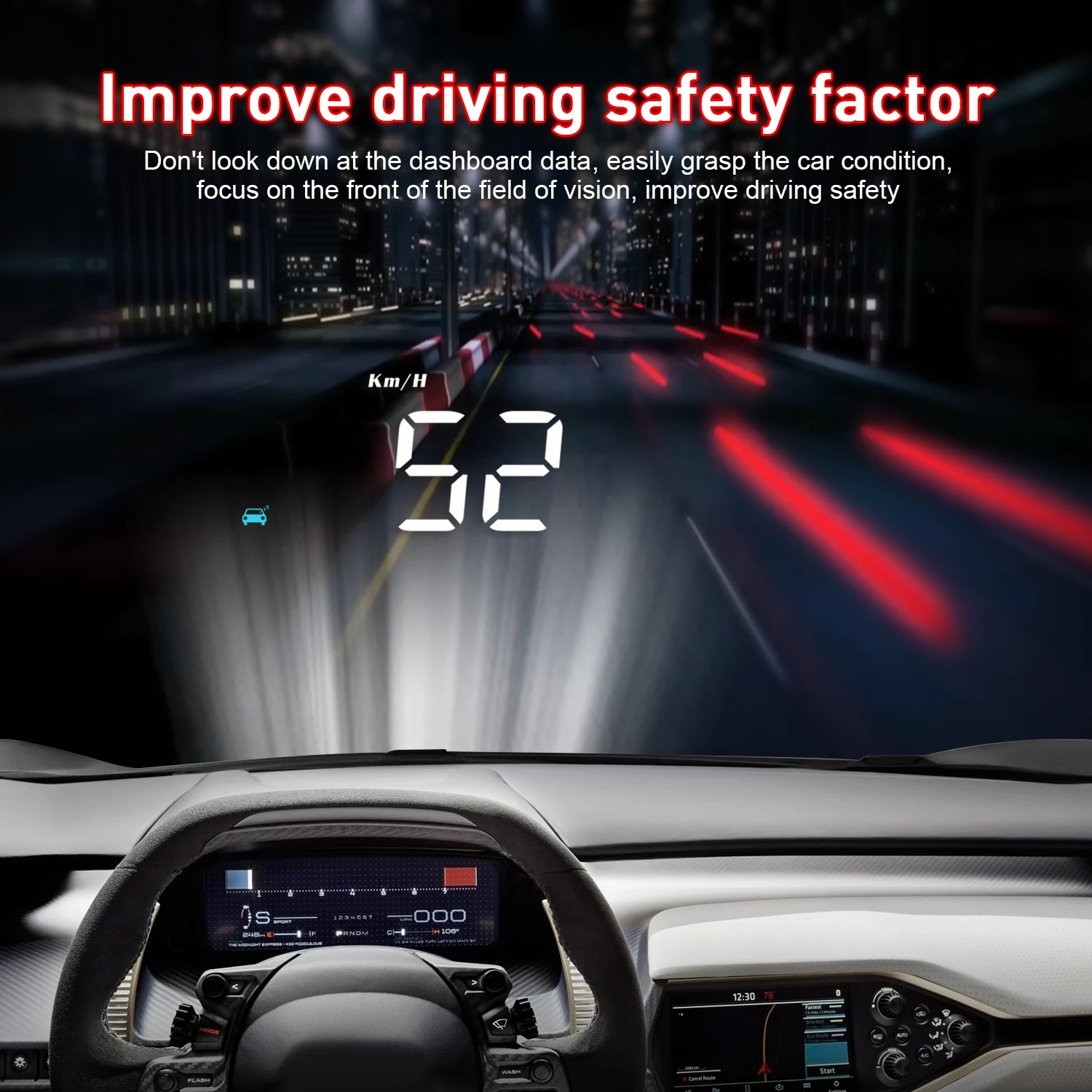 hud obd2 head up display car speedometer projector windshield auto electronic alarm overspeed warning system smart gadgets free global shipping