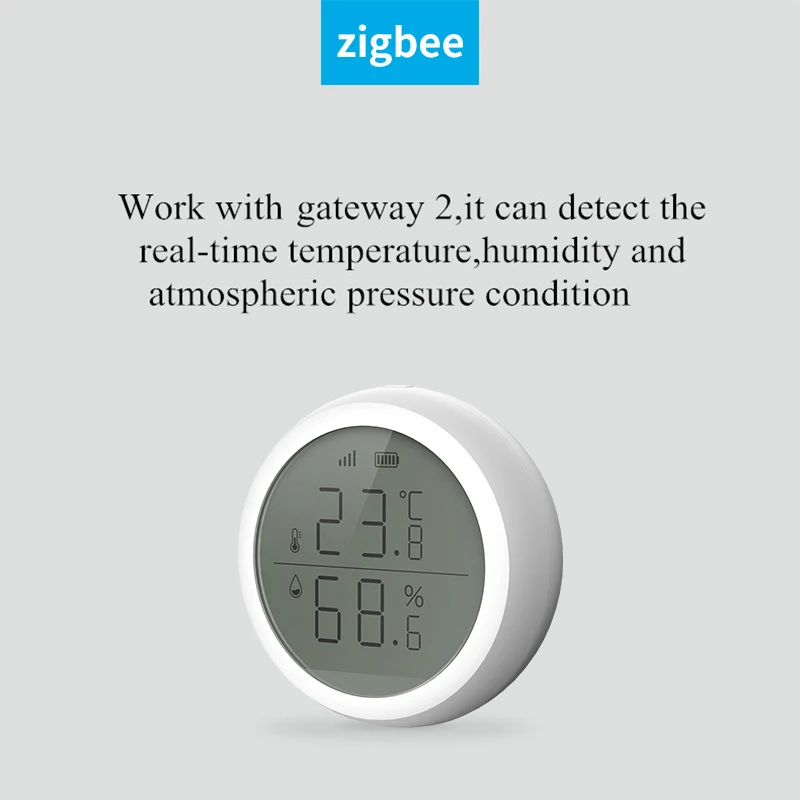

Датчик температуры и влажности Tuya ZigBee для умного дома, комнатный гигрометр-термометр со светодиодным экраном, работает с Alexa Google