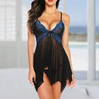 Женская кружевная ночная сорочка с цветочным кружевом, женское нижнее белье с V-образным вырезом, чувственное женское нижнее белье, комплект сексуального нижнего белья, Эротическое платье