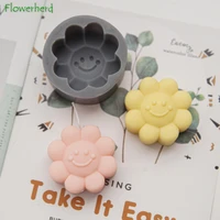 new cute style scented candle plaster silicone mold smiley face flower candle silicone mold resin molds candle making supplies