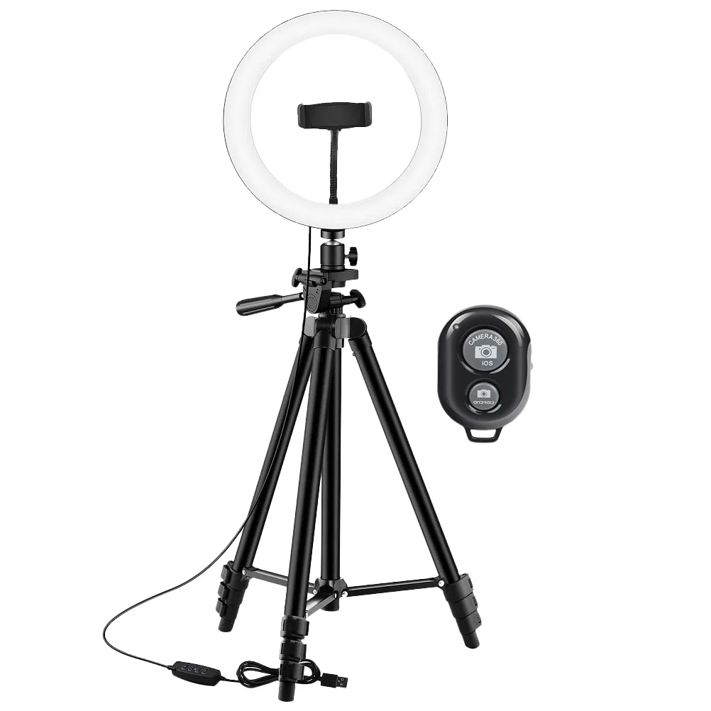 

1 Set Portable Round Light Filling Lamp with Tripod and Remote Shutter (Black)