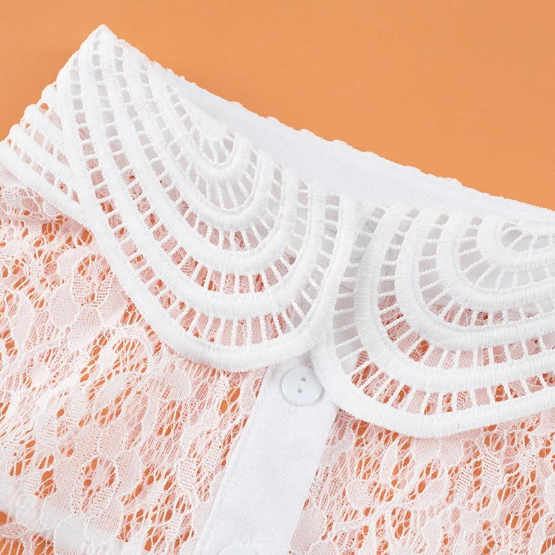 

2021 fashion new shirt collar Stylish Detachable Half Shirt Half Blouse with Floral Lace Fake Collar Elegant for Women Tops