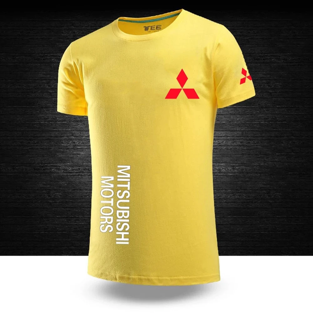 

Solid Color Summer Mitsubishi Motors Top Car Logo Customize Tshirt Man's Short Sleeve Unisex Cotton Hip Hop Casual Print Tees