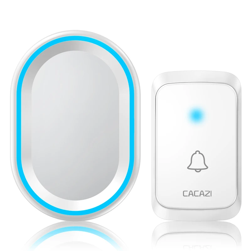 1 button 1 receiver CACAZI умный дом Добро пожаловать беспроводной дверной звонок Водонепроницаемый 1 2 кнопки 1 2 приемник США ЕС Великобритания штекер светодиодный светильник дверной Звонок - Цвет: 1 button 1 receiver