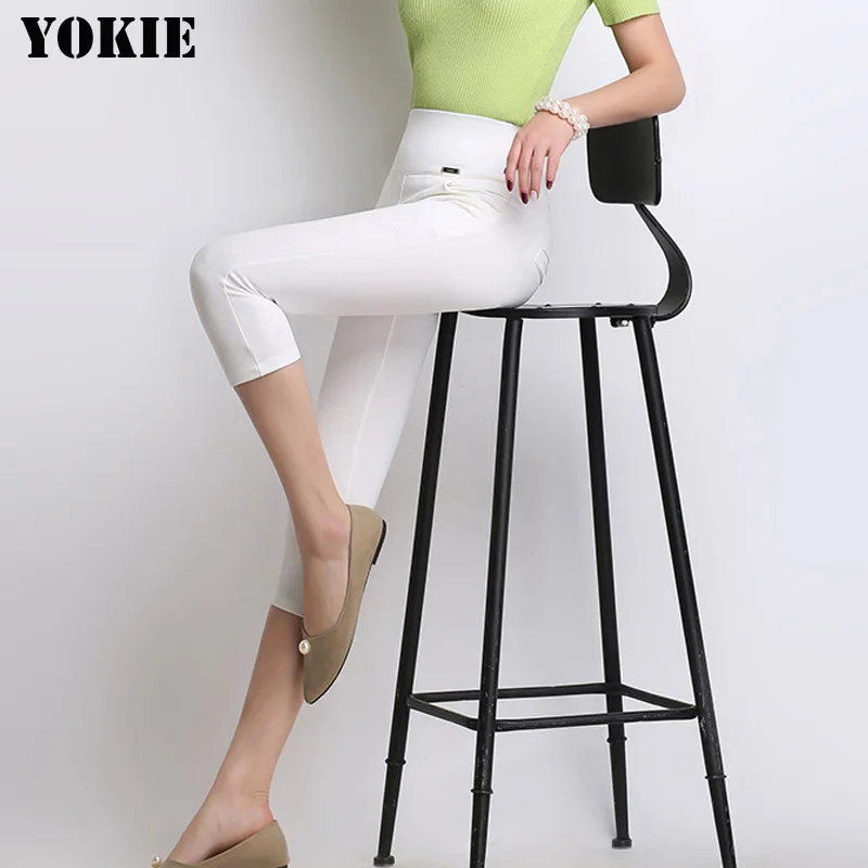 Женские повседневные Капри размера плюс эластичные хлопковые брюки для женщин