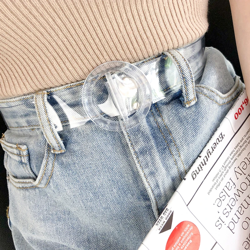 Ремень из ПВХ Женский модный прозрачный пояс для студентов в стиле Харадзюку с