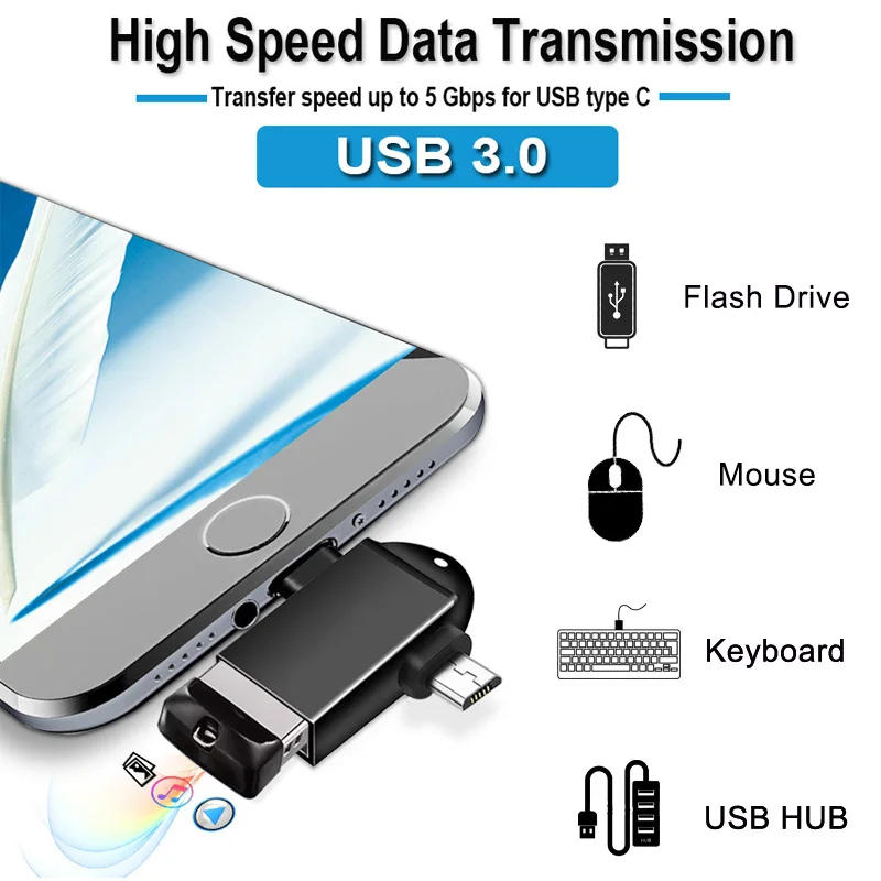 Promotional 2 in 1 OTG Converter USB 3.0 to Micro and Type C Adapter USB3.0 Data Mobile Phone |