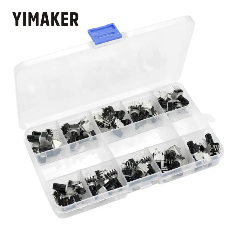 YIMAKER 50 шт. хорошее качество RV09 Тип Вертикальный регулируемый потенциометр/переменный резистор 1K 2K 5k 10K 20K 50K 100K 200k 500K 1