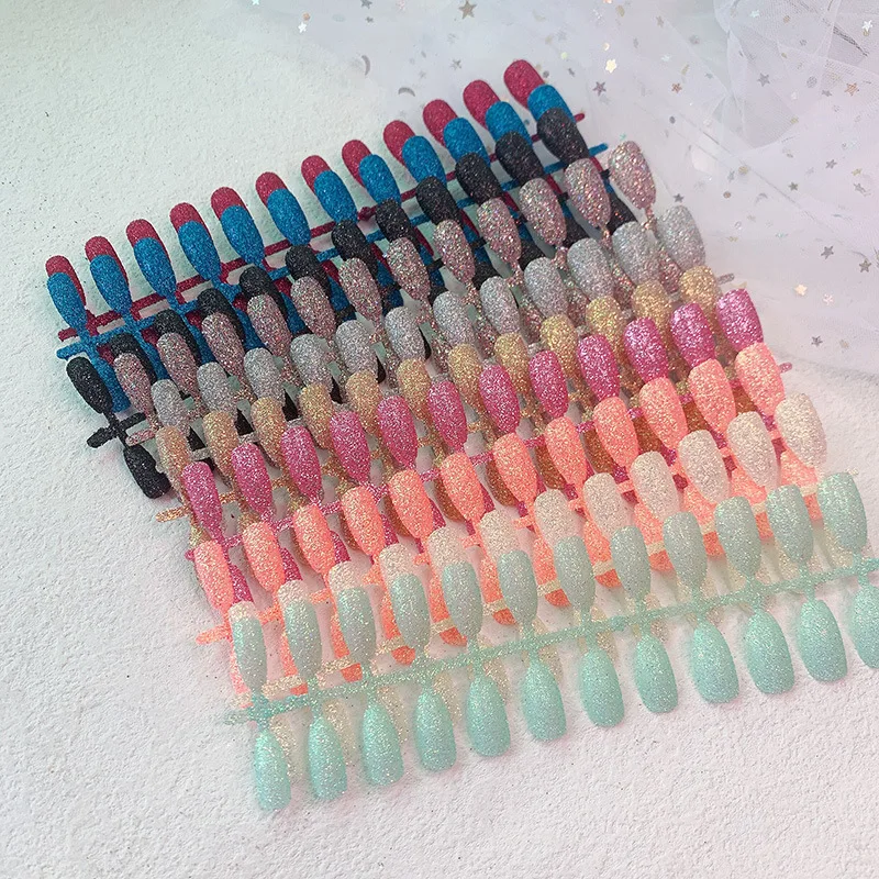 

24pcs Glitter Detachable False Nails Ballerina Wearable Fake Nails Full Cover Nail Tips Fake Nail With Design Manicure Tool