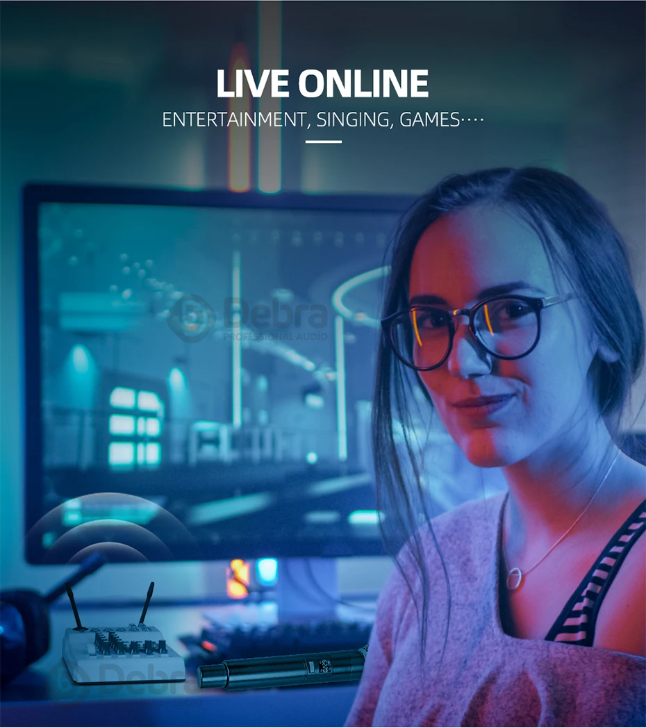 Debra DJ консольный микшер звуковая карта с 2 канала УВЧ беспроводной микрофон для домашнего ПК студия Запись dj-сети Live караоке