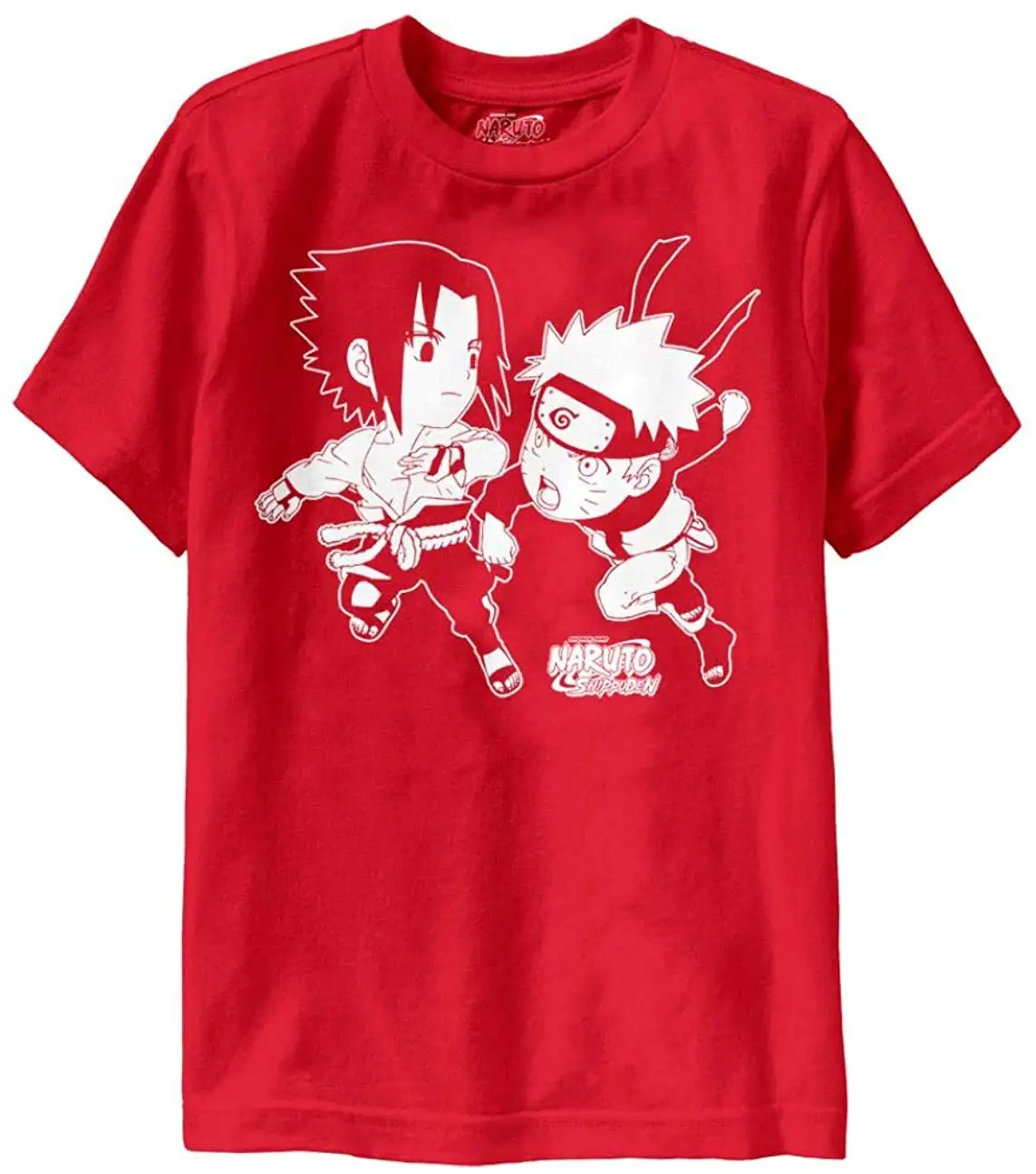 TSDFC Shippuden Youth Sasuke Chibi битва тяжелый вес 100% хлопок Crew T Shirt| |
