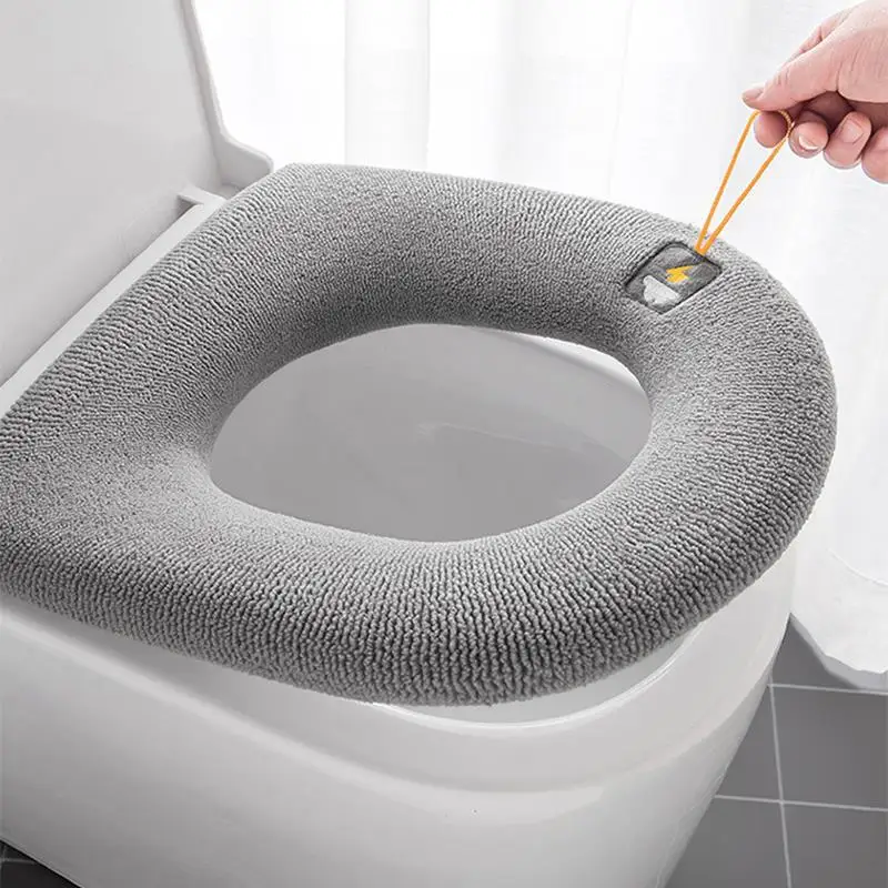 

1/2pcs Universal Toilet Seat Cover With Handle Closestool Mat Soft Warm Toilet Seat Cushion Bathroom Toilet Lid Accessories