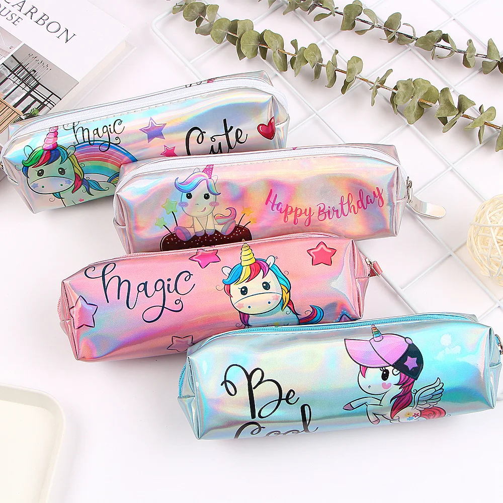Unicorn Pencil Case Holographic Laser Pen Bag For Girl Boys Student Large Capacity Waterproof Box School Supply Stationery|Пеналы| |