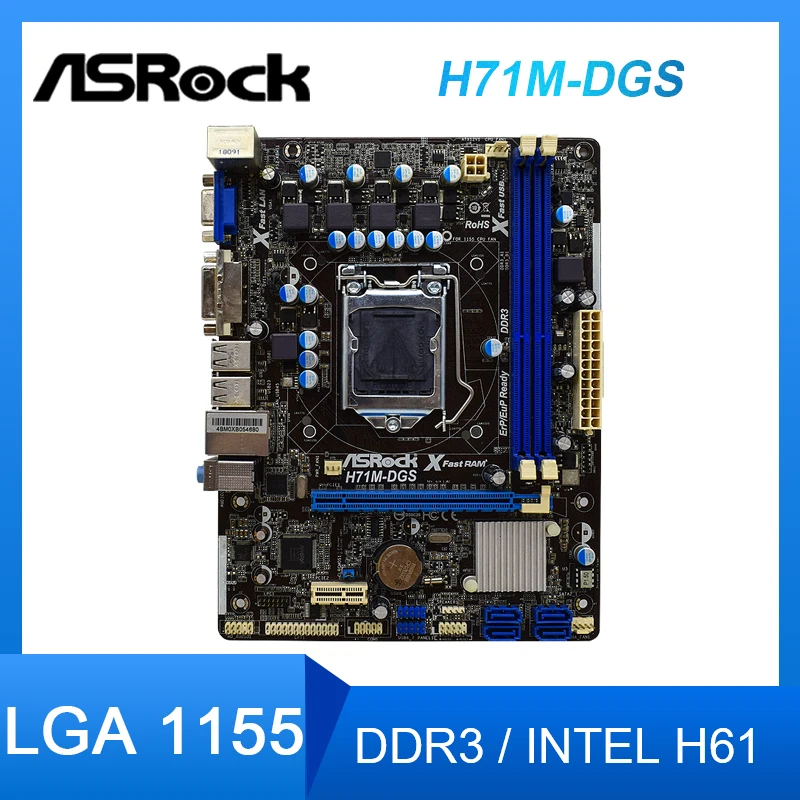 

Для ASRock H71M-DGS 1155 Материнская плата DDR3 16GB PCI-E 3,0 USB2.0 Micro ATX H61 материнская плата для intel XeonE3-1220 v2