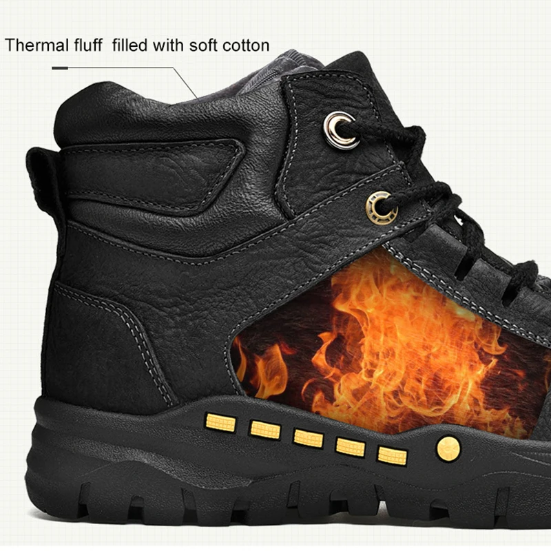 Мужские теплые зимние походные туфли из воловьей кожи | Спорт и развлечения