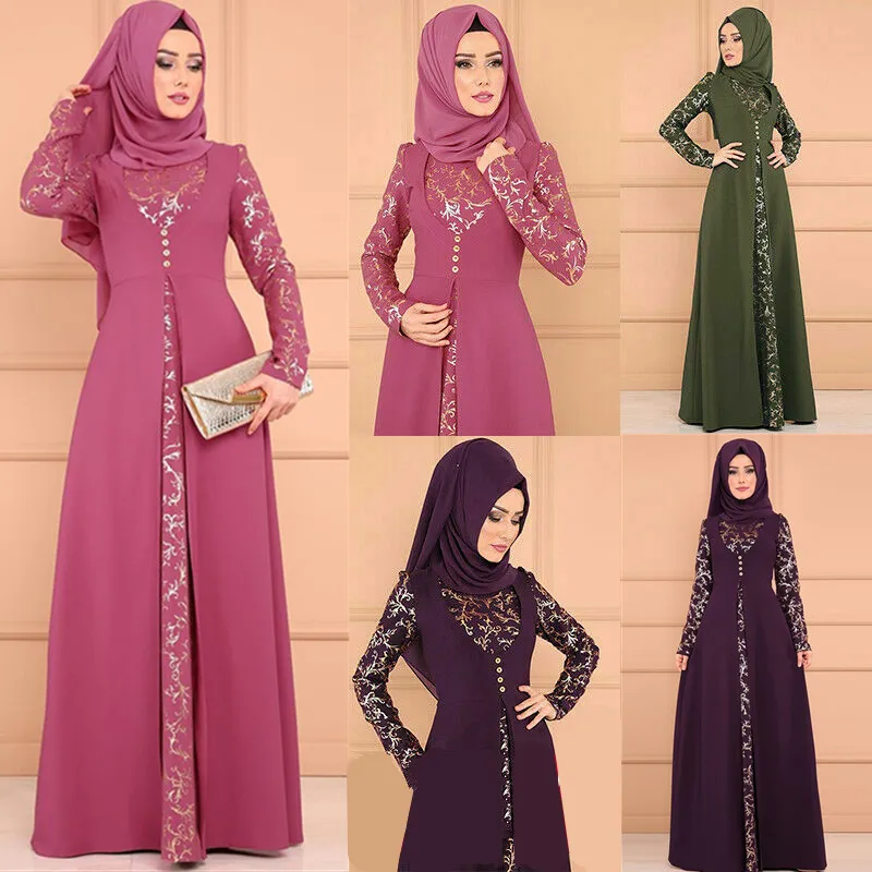 Женское кружевное платье макси в Дубае Abaya вечернее платье-Кафтан для