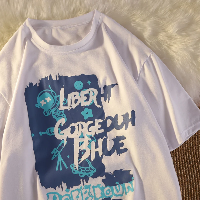 

Japanese Vintage Short-sleeved T-shirt Female Summer 2021 Loose Korean Fashion Ins Harajuku Style Hiphop Letter Print Top