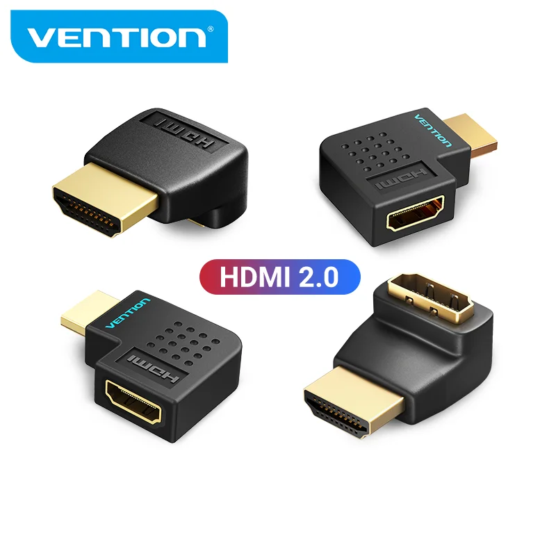 

Переходник HDMI (штекер)/HDMI (разъем), Vention, 270, 90 градусов, прямой угол, для PS4, HDTV, 4K, HDMI 2.0, удлинитель