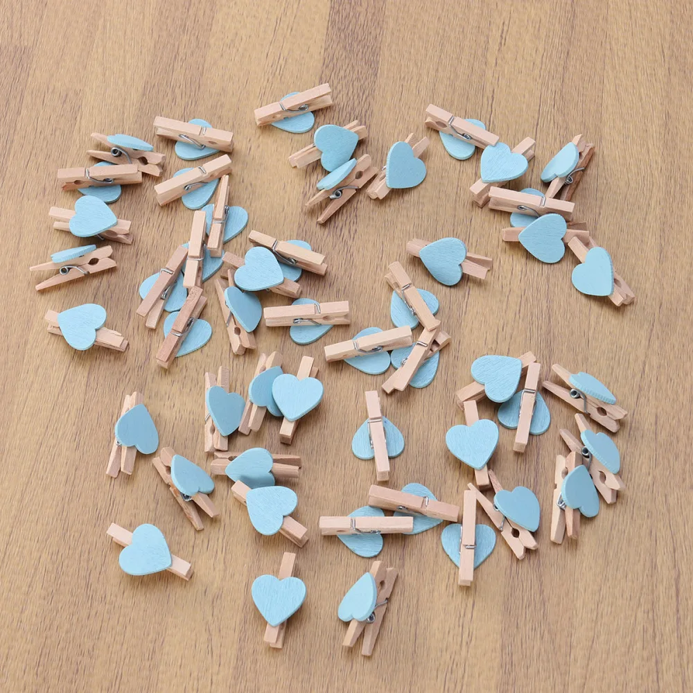

50pcs Love Wood Clips Beautiful Small Fixation Clips for Photo Painting )
