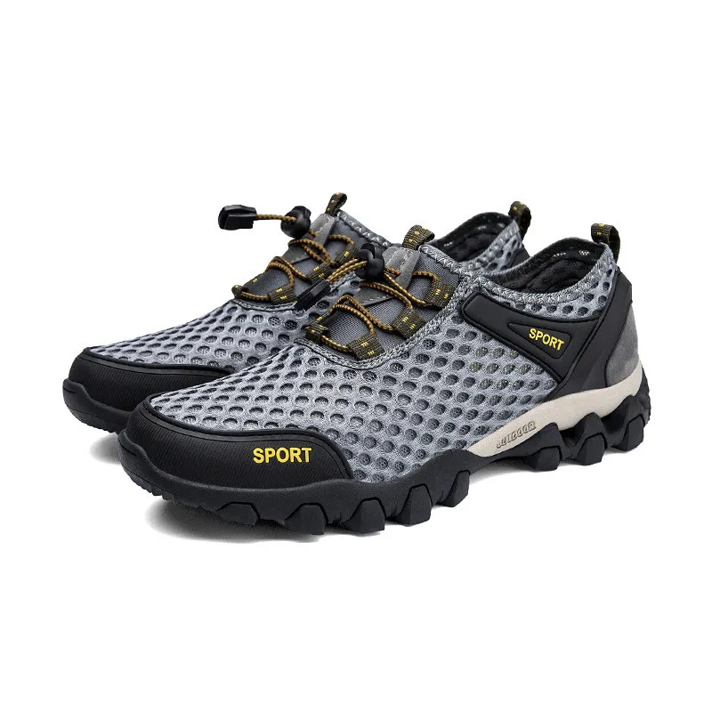 

2021 Summer New Men's Shoes Sports Casual Shoes Outdoor Hiking Shoes Hollow Mesh Shoes Men's Breathable Mesh Hiking Shoes Tide