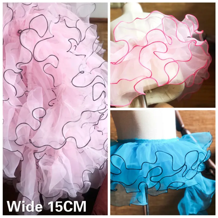 

15CM Wide Luxury Tulle 3D Lace Fabric Ribbon Organza Ruffle Trim Fluffy Dress Curtains Garment Gifts DIY Home Sewing Accessory