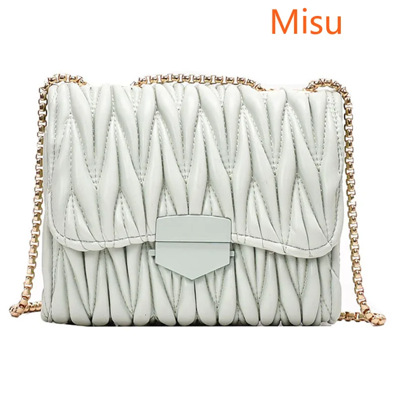 

Ladies small square female bag messenger bag 2020 pleated messenger bag small bag PU leather handbag lady designer shoulder bag