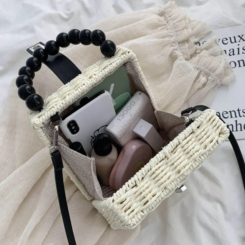 

Bohemia Girls Travel Handbags 2020 New Comfortable Summer Vintage Handmade Bags Woven Beach Ladies Trapezoid Shoulder Slung Bag