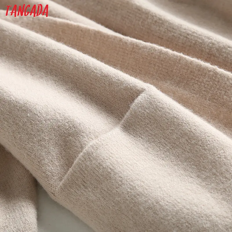 Tangada женский однотонный длинный кардиган вязаный крючком свитер в Корейском стиле Топ с длинным рукавом Женский вязаный кардиган пальто BC19