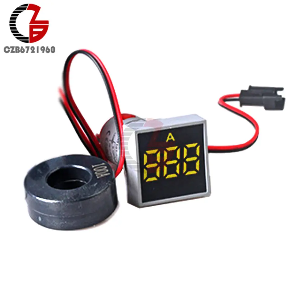 Ammeter Yellow AC 50-500V 0-100A квадратный светодиодный цифровой вольтметр Амперметр 110V 220V Напряжение измеритель тока вольтамметр вольт ампер тестер детектор - Цвет: Ammeter Yellow