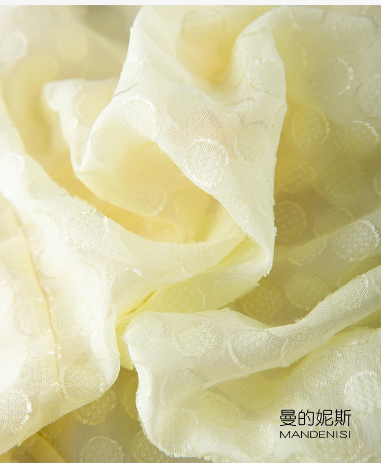 

Women's 100% Silk luxury Fashion Heavy Long Dress Elegant Round Neck Wave point jacquard Prints One Size L1130