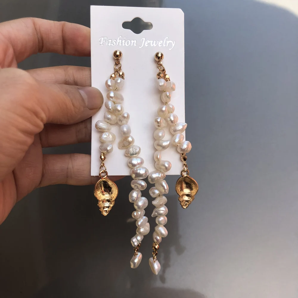 Серьги KBJW с настоящими жемчужинами и кисточками ювелирные изделия неправильным