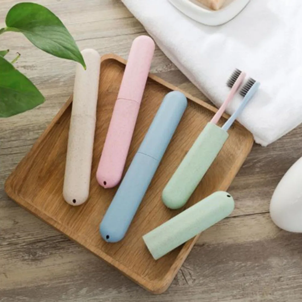 

Portable Convenient Travel Wash Toothbrush Storage Box Wheat Straw Travelling Anti-dust Storage Boxes Accessories For Bathroom