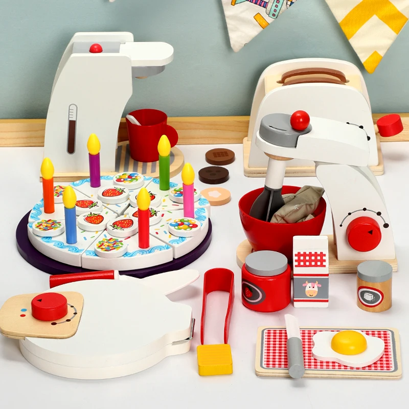Детская игрушка деревянная машина для хлеба кофе комбинация завтрака