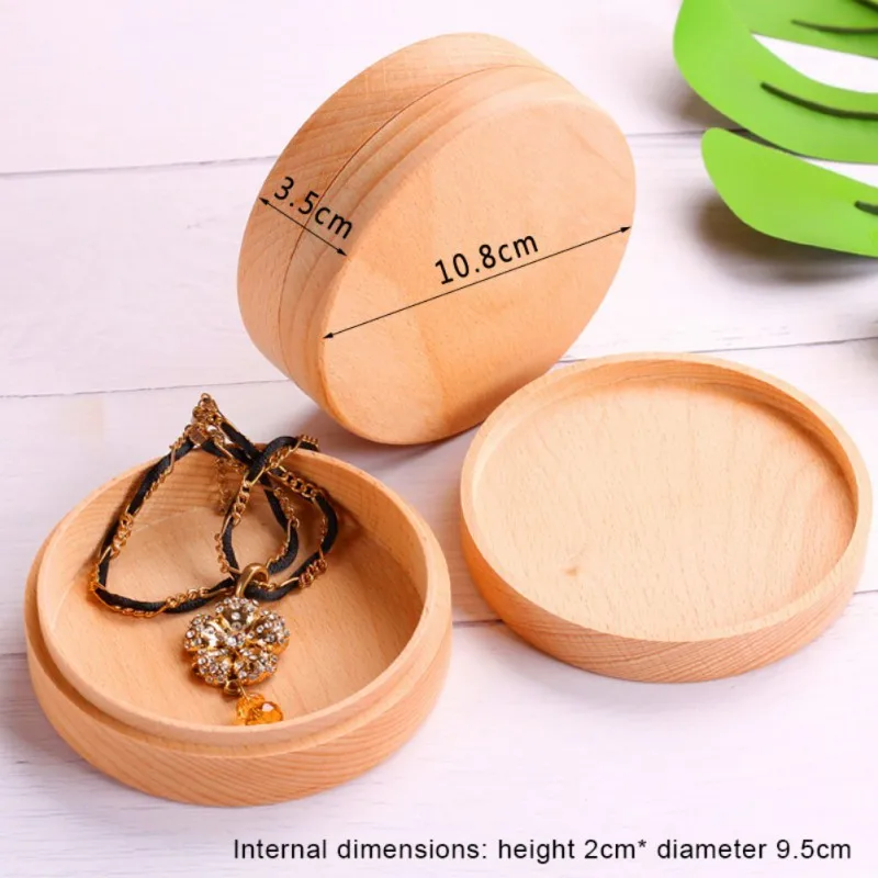 

Storage Round Wooden Box Small Box Wooden Gift Packaging Solid Wood With Lid Round Jewelry Wooden Box Storage Box 10.8X4.5CM