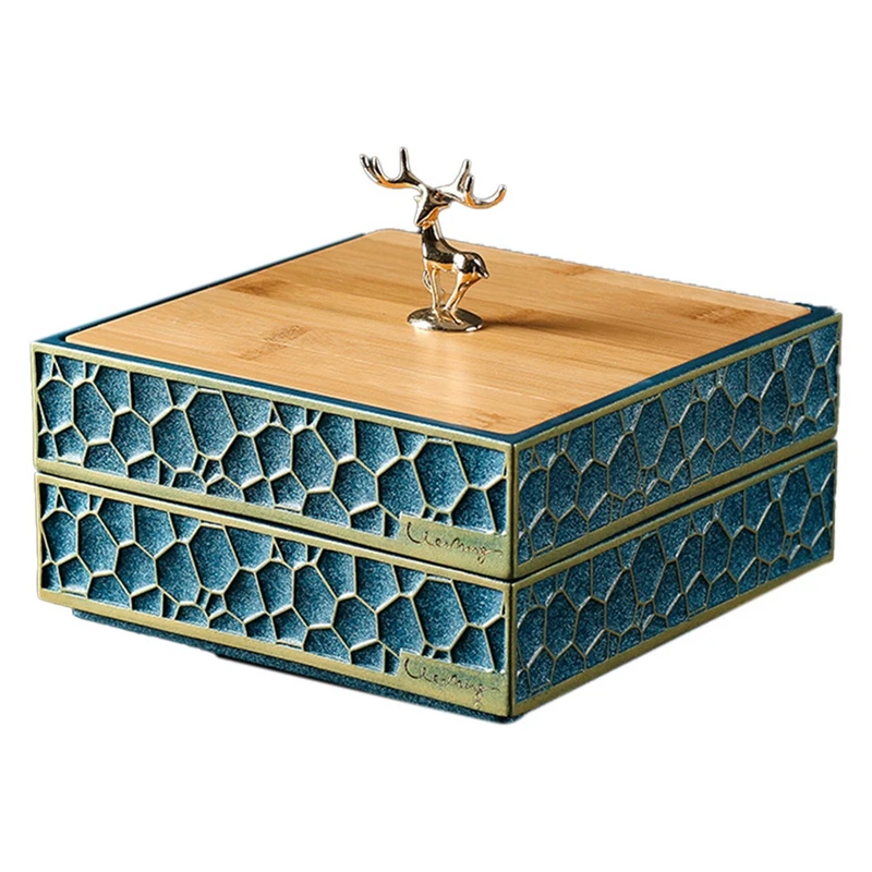 

AF88 -Light Luxury Storage Box Elk Dried Fruit Box with Lid Snack Melon Seed Tray Living Room Nut Box Fruit Organizer