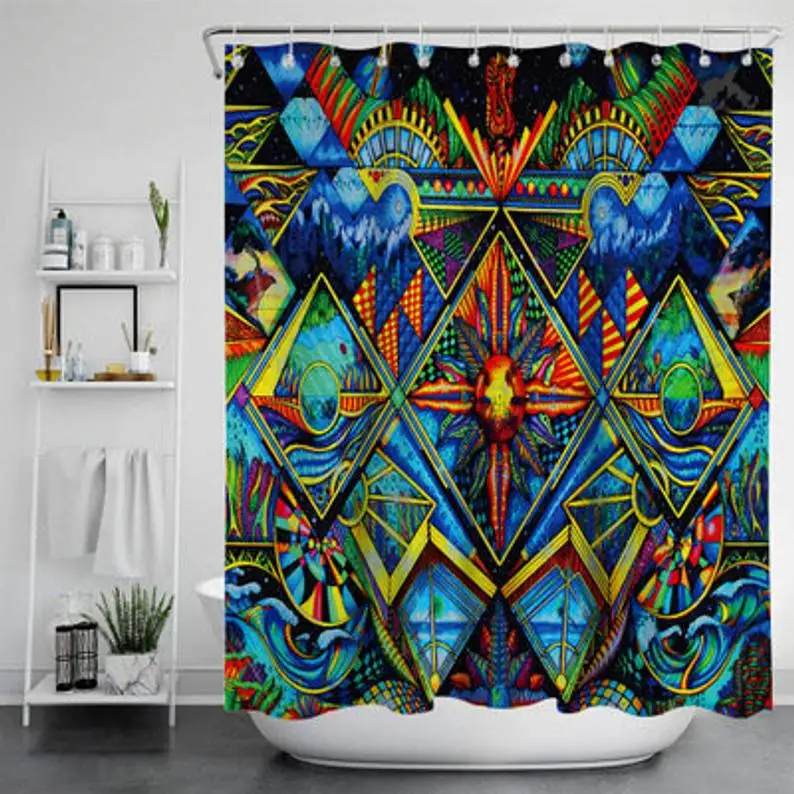 

Abstract Art Shower Curtain Bright Colors Polyester Fabric Bohemia Bathroom Curtain