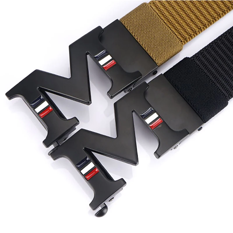 [LFMB]Men Belt Nylon Tactical Army For Trousers Metal Buckle Canvas Belts Outdoor Training Black Military Waist | Аксессуары для